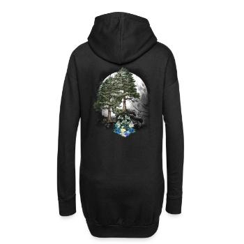 Forêt Nature Printemps Fleurs Conifères Forêt Arbres Arbre - Sweat-shirt à capuche long Femme - noir - Dos