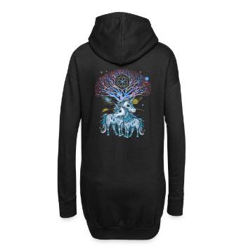 Einhörner Einhorn Schamane Natur Wald indianisch - Hoodie-Kleid - Schwarz - Hinten