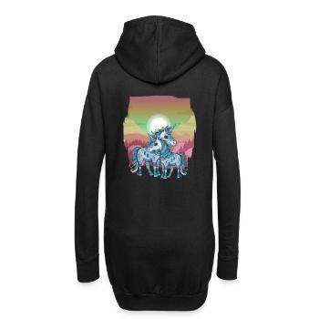 Einhörner Einhorn Schamane Natur Wald indianisch - Hoodie-Kleid - Schwarz - Hinten