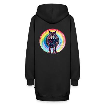 Wolf Wölfe Regenbogen - Hoodie-Kleid - Schwarz - Hinten - AI Model Female 172 light (172cm)