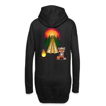 Tipi, feu de camp, Far West, Renard, Woodland, Western - Sweat-shirt à capuche long Femme - noir - Dos
