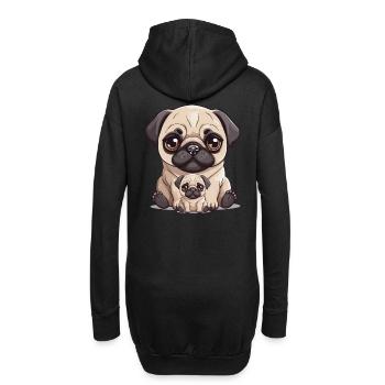 Mops Hund Hunde Mama Kind Baby Hunde - Hoodie-Kleid - Schwarz - Hinten