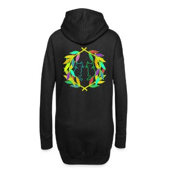 Retro Katze Katzen 80er 90er Vintage - Hoodie-Kleid - Schwarz - Hinten