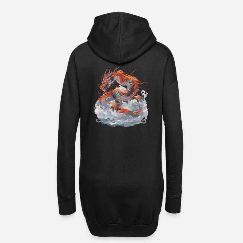 Drache Drachen Fabeltier Märchen - Hoodie-Kleid - Schwarz