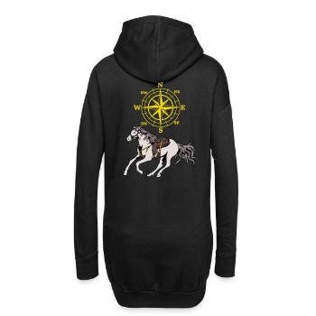 Boussole Cheval Cheval Aventure Rose des vents Équitation - Sweat-shirt à capuche long Femme - noir - Dos