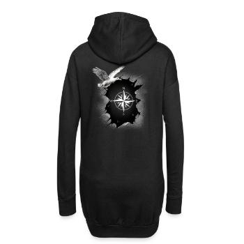 maritim Möwe Kompass Möwen Windrose - Hoodie-Kleid - Schwarz - Hinten