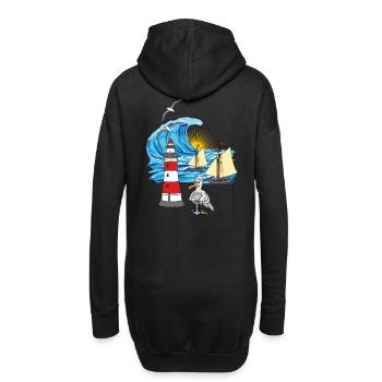 maritime seagull lighthouse sailing ships ships - Hoodie Dress - black - Back