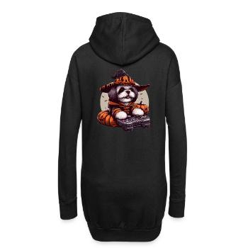 Halloween Shih Tzu Chien Sorcier Gamer - Sweat-shirt à capuche long Femme - noir - Dos
