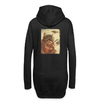 OVNI rétro vintage étrange Alien Ski chat - Sweat-shirt à capuche long Femme - noir - Dos