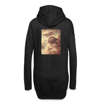 UFO Retro Vintage Uncanny Alien Ski Cat - Hoodie-Kleid - Schwarz - Hinten