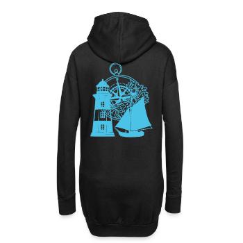 maritim Kompass Segelschiff Leuchtturm - Hoodie-Kleid - Schwarz - Hinten