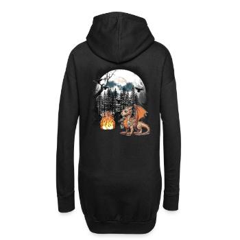 Drache Drachen Fabel Mittelalter Märchen Myth Wald - Hoodie-Kleid - Schwarz - Hinten