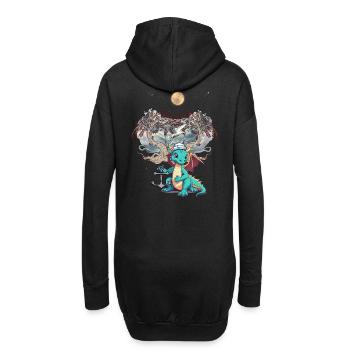 Drache Drachen maritim Matrose Matrosen Kind - Hoodie-Kleid - Schwarz - Hinten