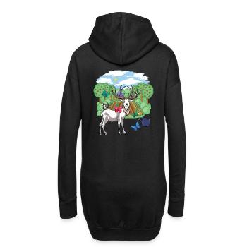 Rothirsch Wild Rehbock Schmetterlinge Natur Garten - Hoodie-Kleid - Schwarz - Hinten