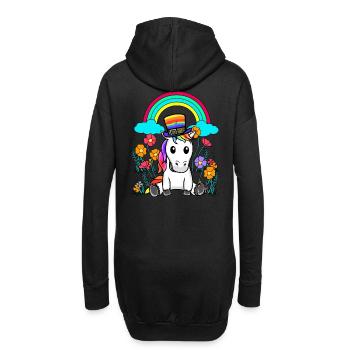LGBT Regenbogen Einhorn Einhörner Pferd Pferde - Hoodie-Kleid - Schwarz - Hinten