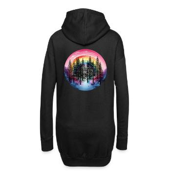 Regenbogen Wald Natur Naturliebhaber Fichten Baum - Hoodie-Kleid - Schwarz - Hinten