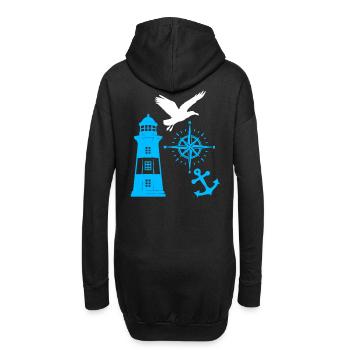 Maritim Leuchtturm Kompass Leuchttürme Möwen - Hoodie-Kleid - Schwarz - Hinten