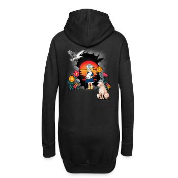 maritim Mädchen Matrose Küste Schaf Möwe Kind - Hoodie-Kleid - Schwarz - Hinten