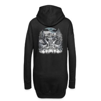 Hirsche Österreich Natur Wanderung Wandern Urlaub - Hoodie-Kleid - Schwarz - Hinten