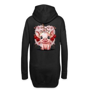 Cochon, Cerises, Cerise, Porcelet, Fleur de cerisier - Sweat-shirt à capuche long Femme - noir - Dos