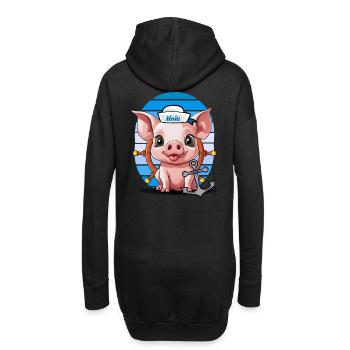 Schwein Matrose Steuermann Anker Maritim - Hoodie-Kleid - Schwarz - Hinten