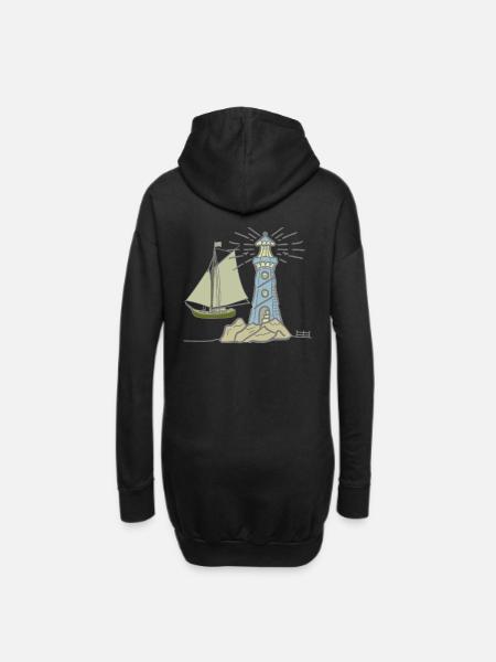 Leuchtturm maritim Segelschiff Schiff Schiffe Meer - Hoodie-Kleid - Schwarz