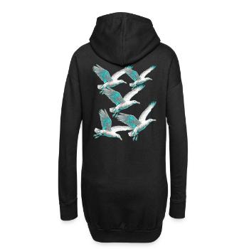 maritime, mouettes, mouettes, côte, mer du Nord, mer Baltique - Sweat-shirt à capuche long Femme - noir - Dos