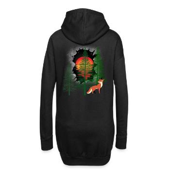 mystisch Wald Fuchs Füchse Märchen Kinder Kind - Hoodie-Kleid - Schwarz - Hinten