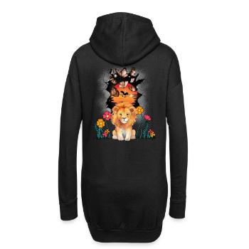 Nature Fleurs Papillons Lion Lions Enfants Enfant - Sweat-shirt à capuche long Femme - noir - Dos