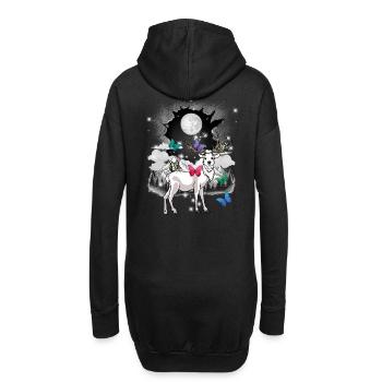 Mountains Mountains Deer Deer Butterflies Children - Hoodie Dress - black - Back