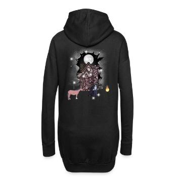 Château Halloween Mystique Médiéval Guerrier Lune - Sweat-shirt à capuche long Femme - noir - Dos