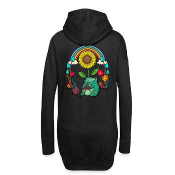 Sonnenblume Regenbogen Frosch Frösche Stricken - Hoodie-Kleid - Schwarz - Hinten