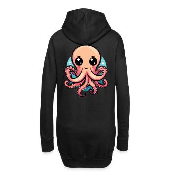 Bezaubernder Kawaii Oktopus - Hoodie-Kleid - Schwarz - Hinten
