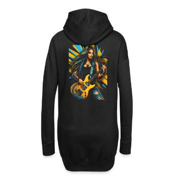 Wilde Gittarendiva mit E-Gitarre - Hoodie-Kleid - Schwarz - Hinten