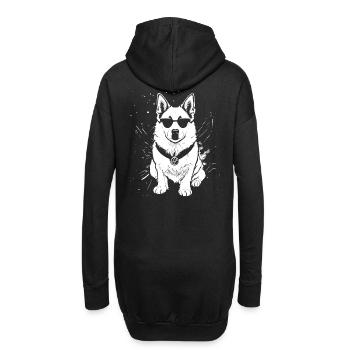Cooler Hund mit Sonnenbrille - Retro Look - Hoodie-Kleid - Schwarz - Hinten