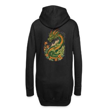 Mystischer Garten der Drachen - Hoodie-Kleid - Schwarz - Hinten