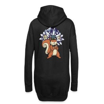 Österreich Tirol Tiroler Blumen Eichhorn Kinder - Hoodie-Kleid - Schwarz - Hinten