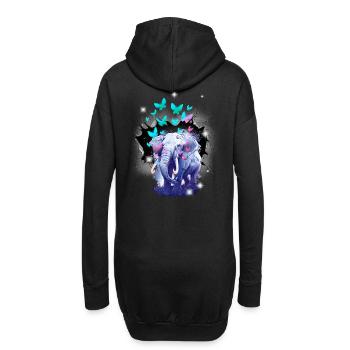 Eléphant Eléphants Papillons Insectes Enfants - Sweat-shirt à capuche long Femme - noir - Dos