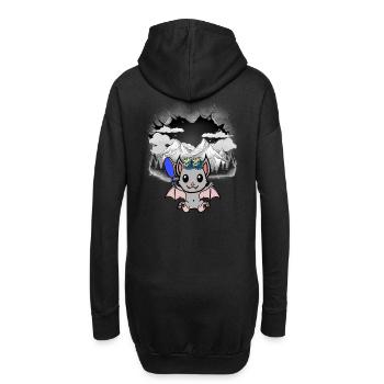 Halloween Chauve-souris Tyrol Beauté Fleurs Enfant - Sweat-shirt à capuche long Femme - noir - Dos