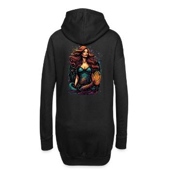 Farbenfrohe Meerjungfrau – Fantasievolle Großstadt - Hoodie-Kleid - Schwarz - Hinten