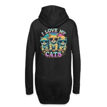 I Love My Cats - Des chats cool avec des lunettes de soleil - Sweat-shirt à capuche long Femme - noir - Dos