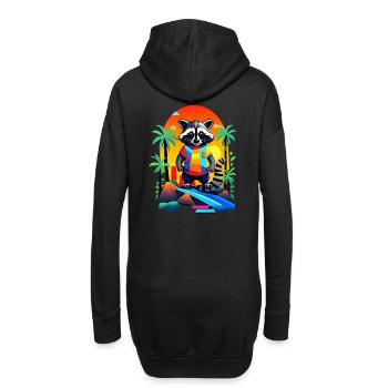 raton laveur rétro au coucher de soleil tropical - Sweat-shirt à capuche long Femme - noir - Dos