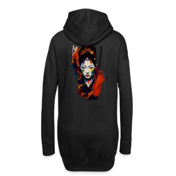 Samurai Kriegerin – Auffällige Spritzer Kunst - Hoodie-Kleid - Schwarz - Hinten