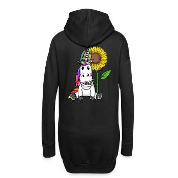 Hippie Pferd Pferde Gaul Sonnenblume Reiterin - Hoodie-Kleid - Schwarz - Hinten