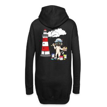Chat Peintre Phare Marin Côte Maritime Mouette - Sweat-shirt à capuche long Femme - noir - Dos