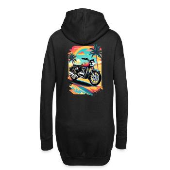 Retro Motorrad auf tropischem Strand - Hoodie-Kleid - Schwarz - Hinten