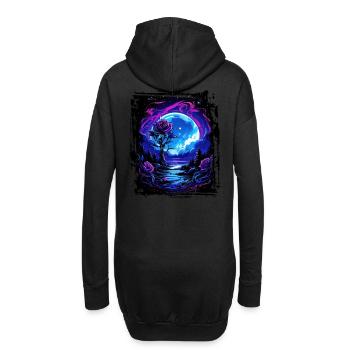 Un clair de lune onirique et une rose magique - Sweat-shirt à capuche long Femme - noir - Dos