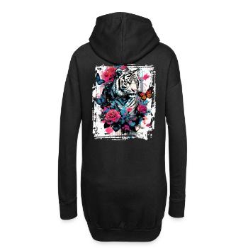 Majestätischer Tiger mit Schmetterlingen und Rosen - Hoodie-Kleid - Schwarz - Hinten