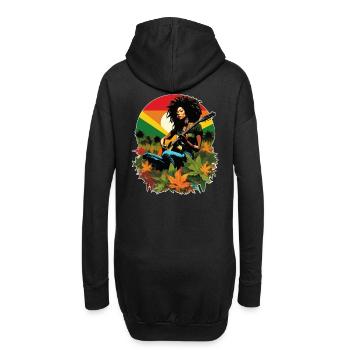Rastafarian Gitarristin im Reggae-Stil - Hoodie-Kleid - Schwarz - Hinten