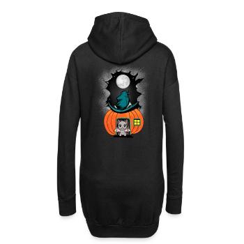 Chauve-souris citrouille maison Halloween enfant enfants - Sweat-shirt à capuche long Femme - noir - Dos
